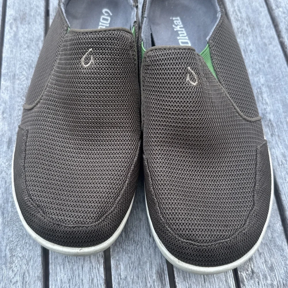 Olukai Nohea Mesh Men's Casual Slip On Boat Shoes Sz 8 Brown Mustang 10188-13AP